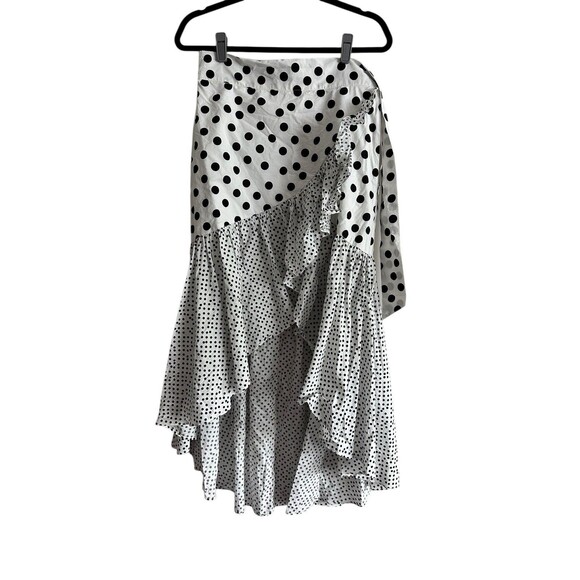 De La Vali Dresses & Skirts - De La Vali Cotton Skirt High Low Ruffle Polka Dot 10UK or About 6US Black White